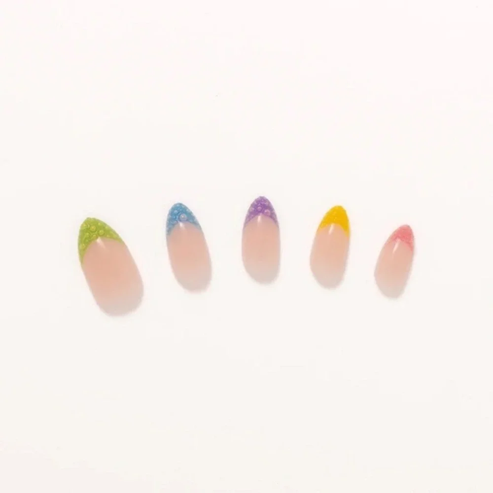 Nail Reformation 32 Press‎ On Nails Kit Multi Color 3D French Tip Almond